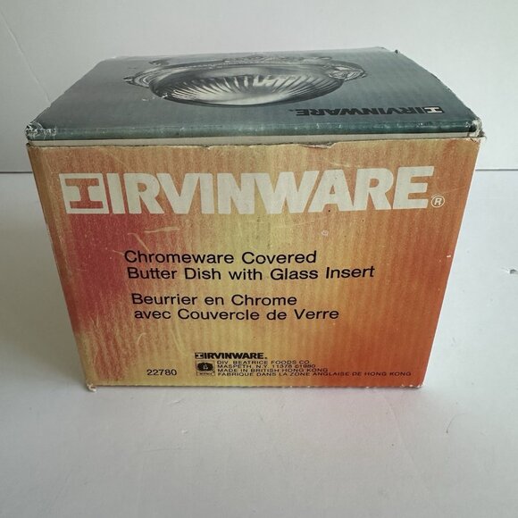 VTG NIOB IRVINWARE 1980s Chromeware Covered Butter Dish Glass Insert Retro 22780 - Picture 9 of 15